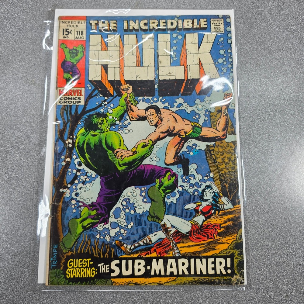 Marvel Incredible Hulk #118‎ 1969 Comic Hulk Vs Sub-Mariner Guest Star